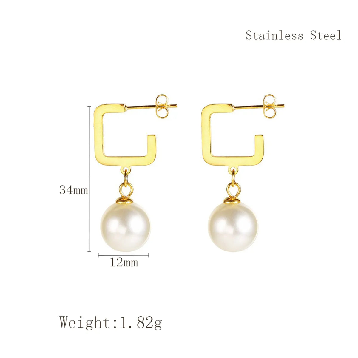 1 Piece Elegant C Shape Flower Bow Knot Inlay 304 Stainless Steel Rhinestones Pearl 18K Gold Plated Drop Earrings