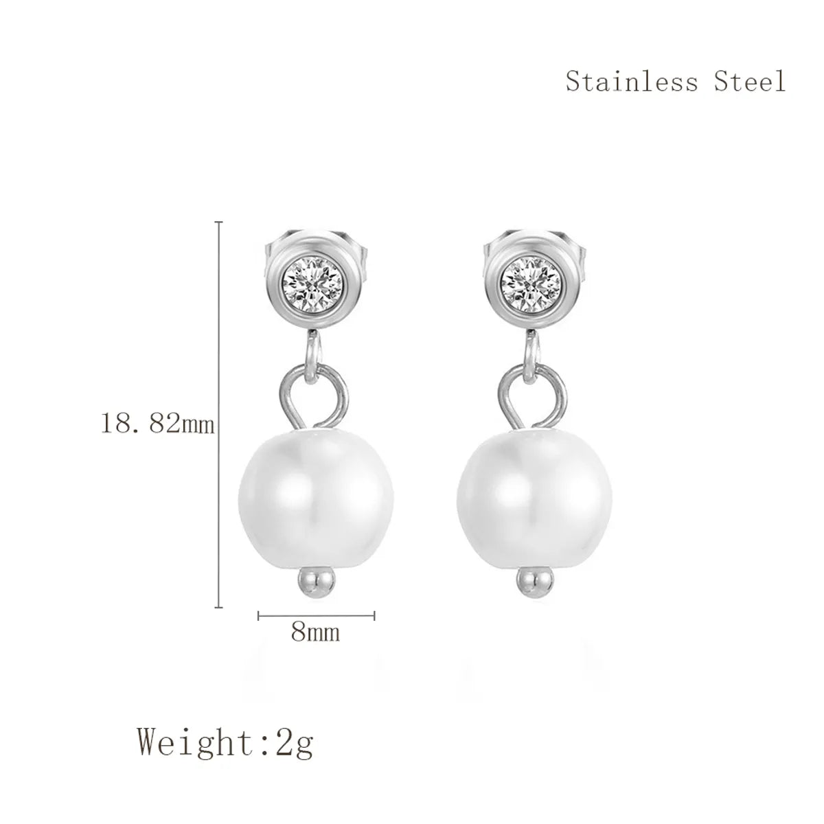 1 Piece Elegant C Shape Flower Bow Knot Inlay 304 Stainless Steel Rhinestones Pearl 18K Gold Plated Drop Earrings