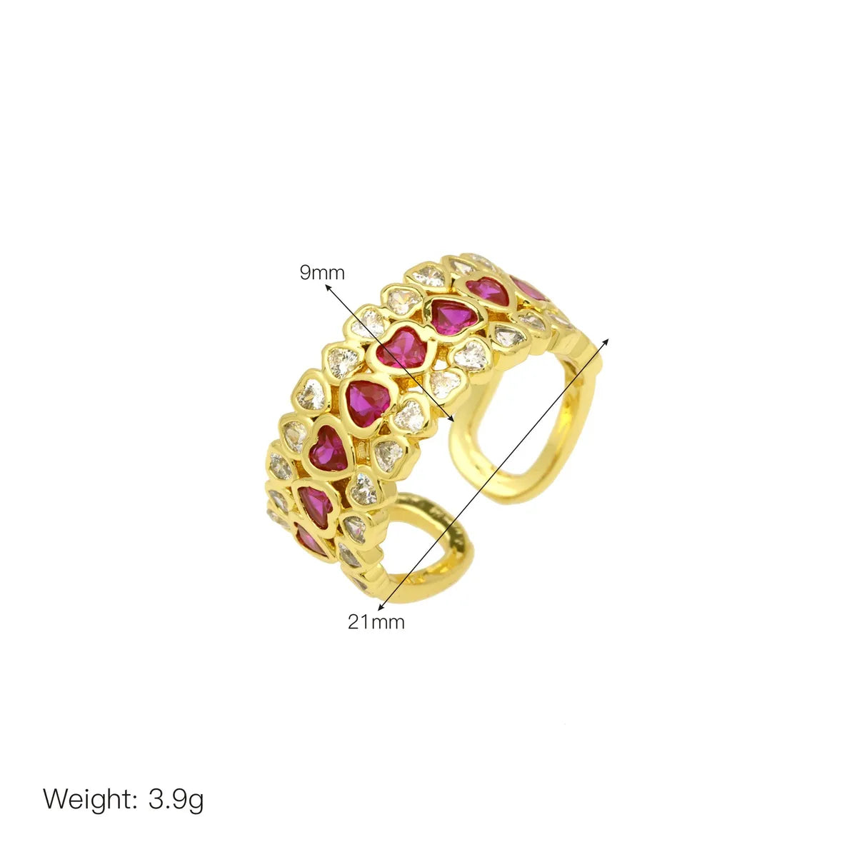 1 Piece Elegant Color Block Copper Open Rings