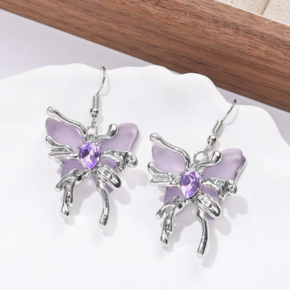 1 Piece Elegant Cute Streetwear Butterfly Asymmetrical Alloy Drop Earrings