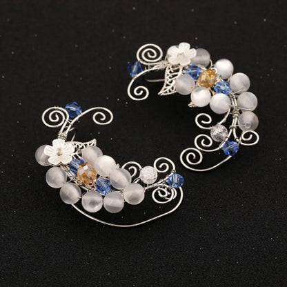 1 Piece Elegant Exaggerated Leaf Flower Butterfly Imitation Pearl Aluminum Ear Cuffs