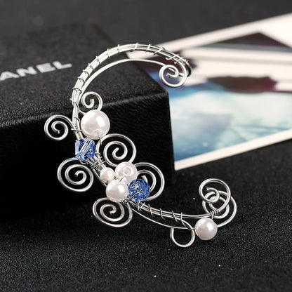 1 Piece Elegant Exaggerated Leaf Flower Butterfly Imitation Pearl Aluminum Ear Cuffs