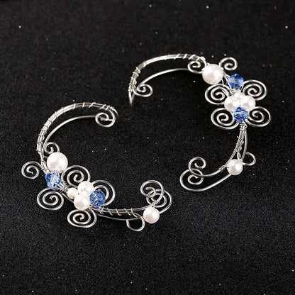 1 Piece Elegant Exaggerated Leaf Flower Butterfly Imitation Pearl Aluminum Ear Cuffs