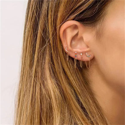 1 Piece Elegant Geometric Inlay Sterling Silver Zircon White Gold Plated Gold Plated Ear Line