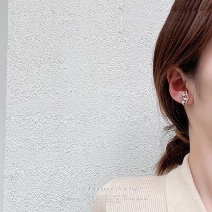 1 Piece Elegant Geometric Plating Inlay Copper Artificial Pearls Zircon Ear Cuffs