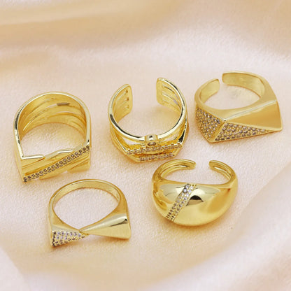 1 Piece Elegant Geometric Solid Color Copper Open Rings