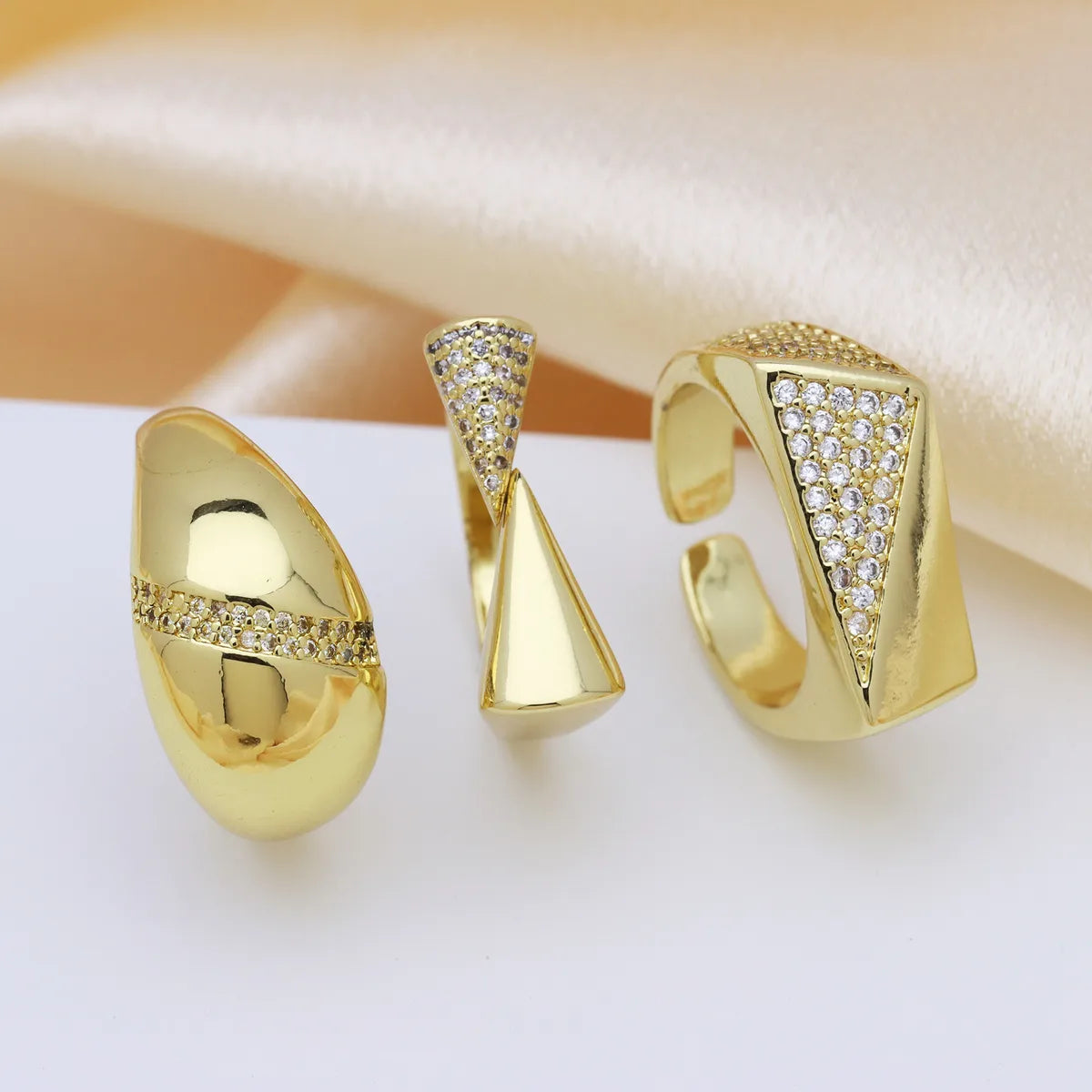 1 Piece Elegant Geometric Solid Color Copper Open Rings