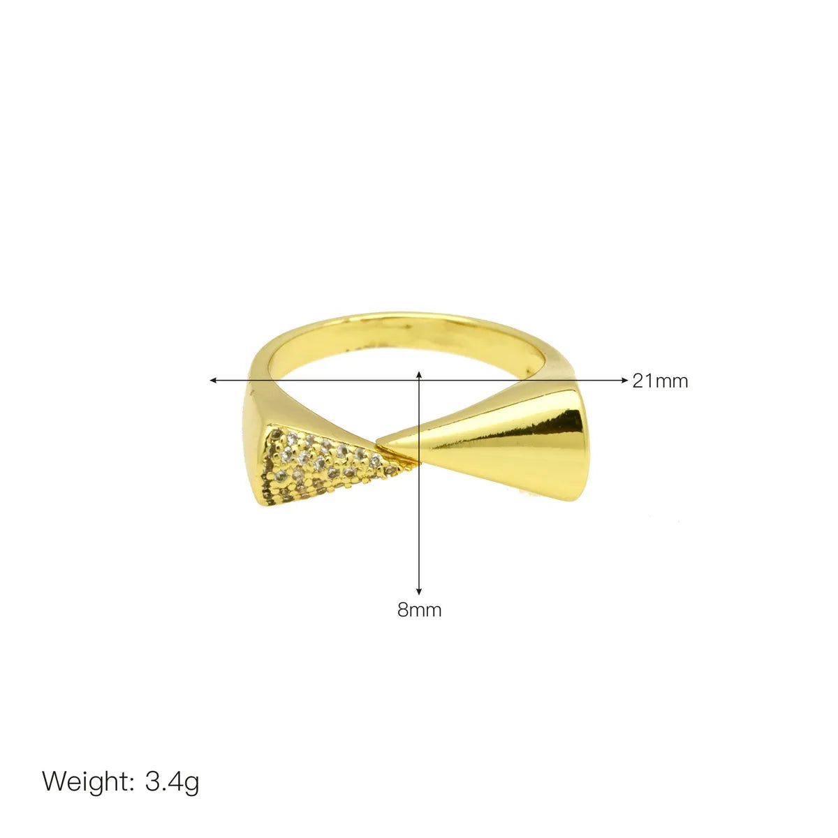 1 Piece Elegant Geometric Solid Color Copper Open Rings