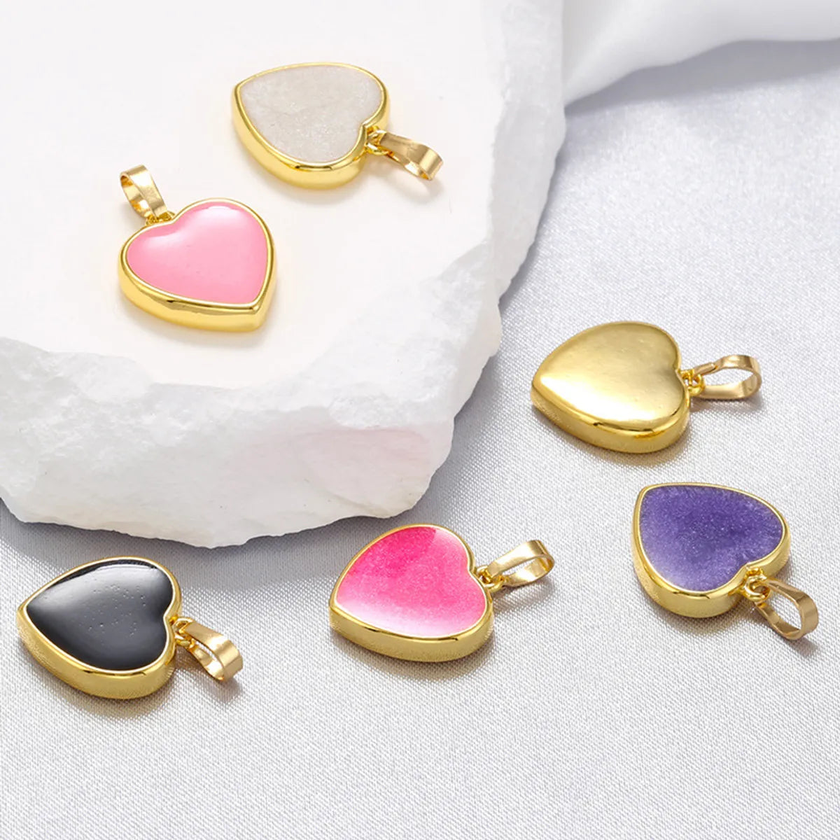 1 Piece Elegant Heart Shape Copper Enamel Plating Jewelry Accessories