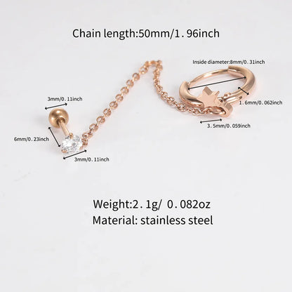 1 Piece Elegant Lady Geometric Plating Inlay Stainless Steel Zircon Rose Gold Plated Earrings