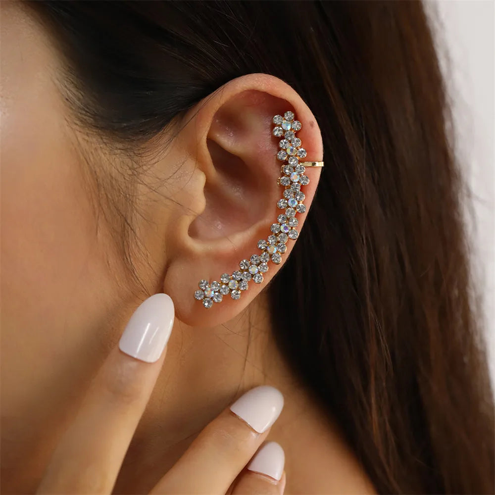 1 Piece Elegant Modern Style Flower Inlay Alloy Zircon Ear Studs