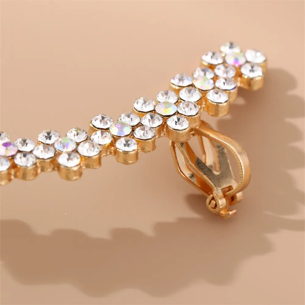 1 Piece Elegant Modern Style Flower Inlay Alloy Zircon Ear Studs