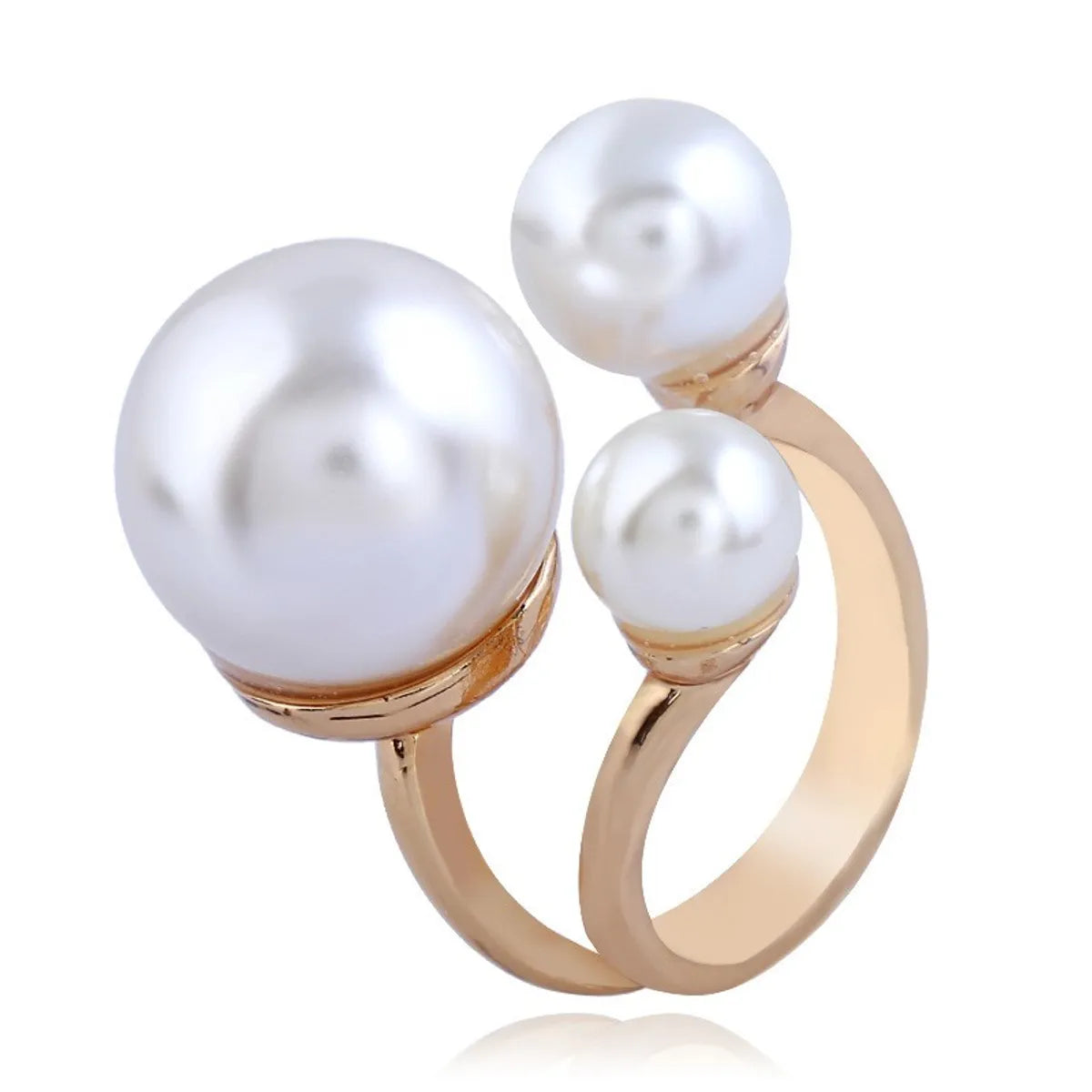 1 Piece Elegant Round Artificial Pearls Alloy Wholesale Open Ring