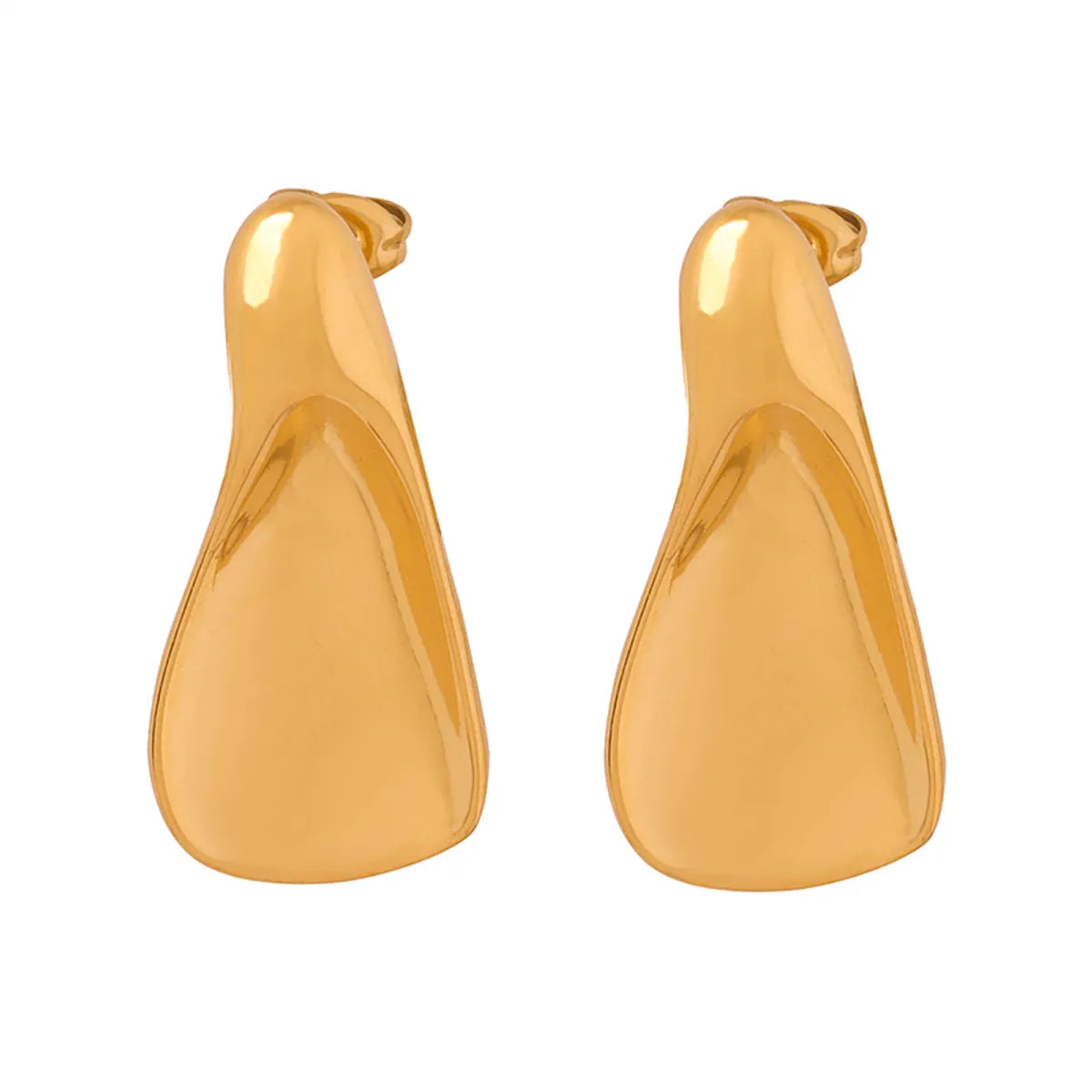 1 Piece Elegant Simple Style Solid Color Plating Titanium Steel 18k Gold Plated Ear Studs