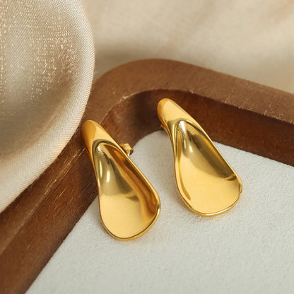 1 Piece Elegant Simple Style Solid Color Plating Titanium Steel 18k Gold Plated Ear Studs