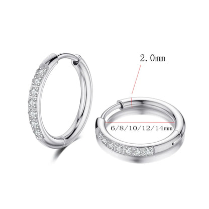 1 Piece Elegant Solid Color Inlay Stainless Steel Zircon Hoop Earrings