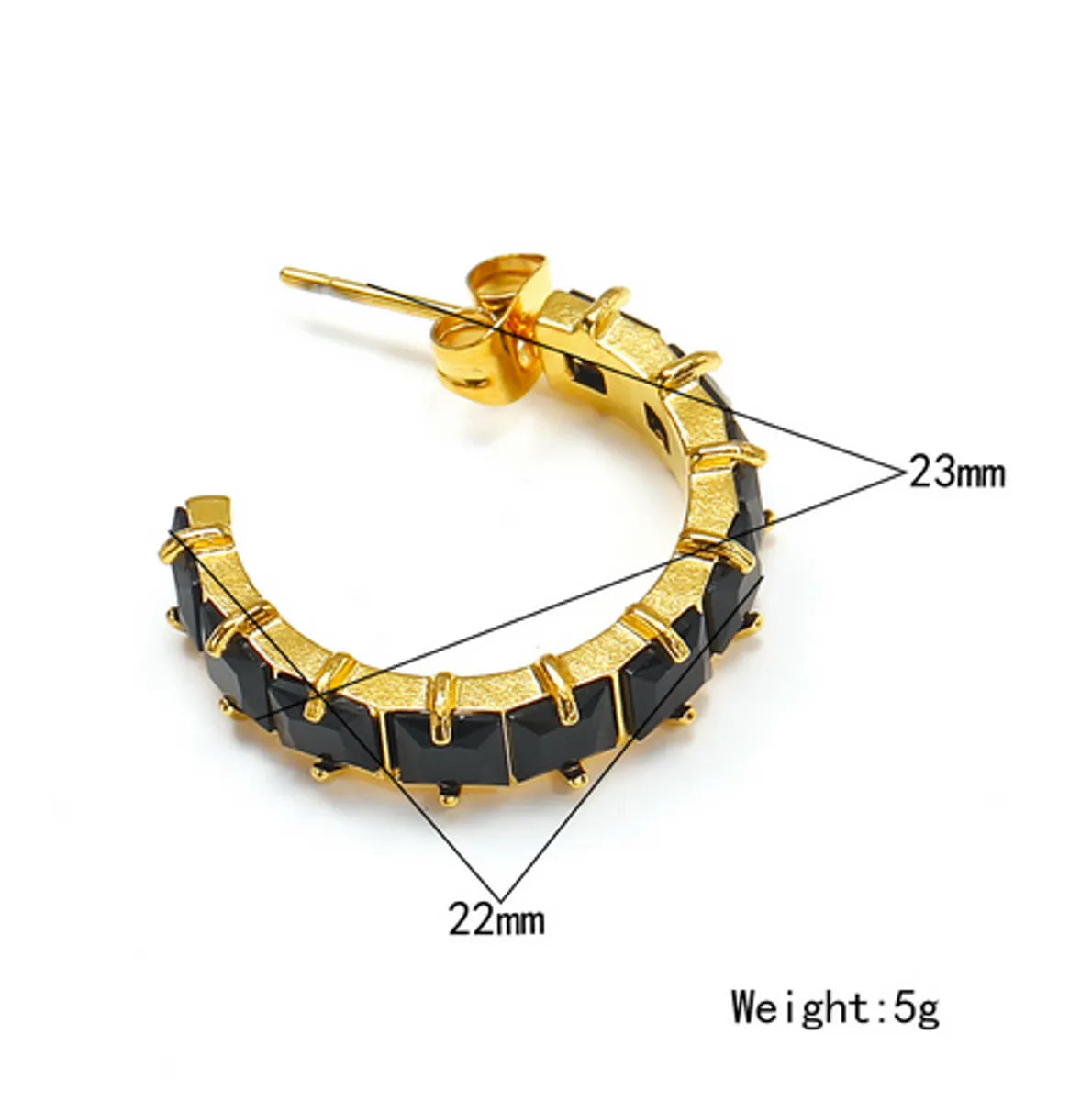 1 Piece Elegant Streetwear C Shape Inlay Titanium Steel Zircon Ear Studs