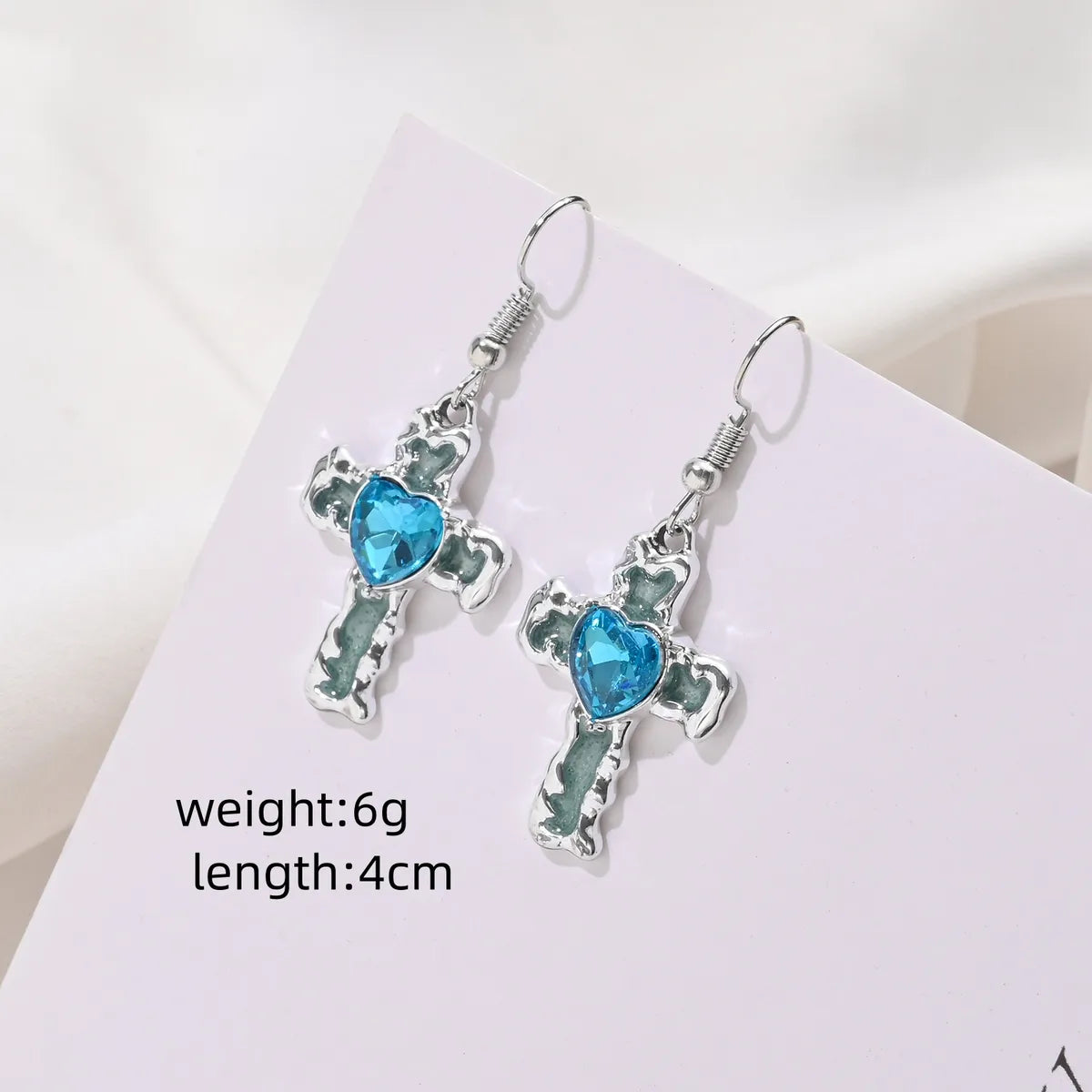 1 Piece Elegant Streetwear Cross Heart Shape Flower Asymmetrical Alloy Drop Earrings