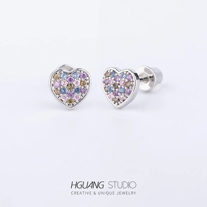 1 Piece Elegant Sweet Heart Shape Butterfly Inlay Copper Zircon Ear Studs