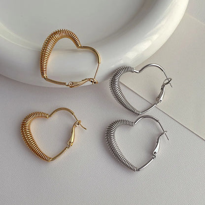 1 Piece Elegant Sweet Heart Shape Plating Copper 18k Gold Plated White Gold Plated Hoop Earrings