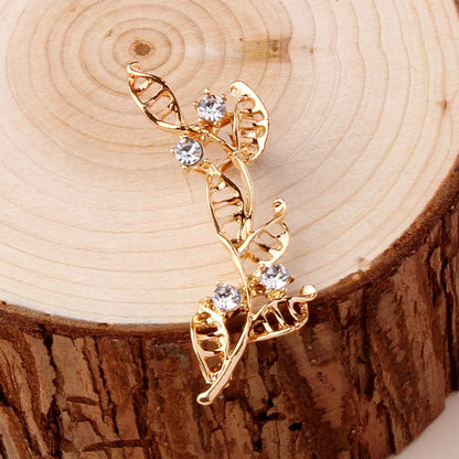 1 Piece Elegant Sweet Leaves Inlay Alloy Rhinestones Gold Plated Ear Studs