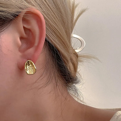 1 Piece Elegant Vintage Style Solid Color Plating Copper 18k Gold Plated White Gold Plated Ear Studs