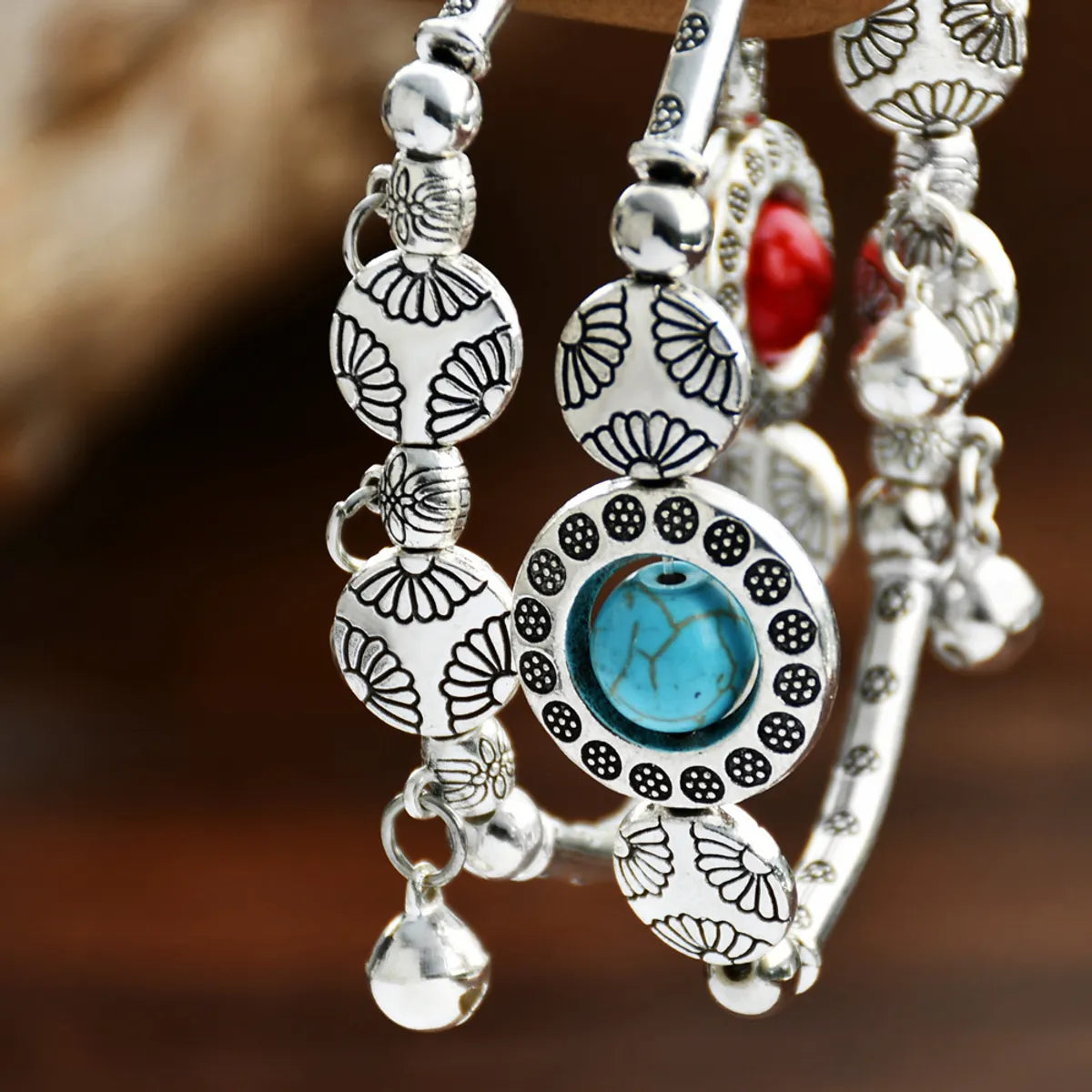 1 Piece Ethnic Style Bell Alloy Turquoise Plating Women's Bracelets