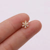 1 Piece Ethnic Style Flower Inlay Copper Zircon Cartilage Earrings