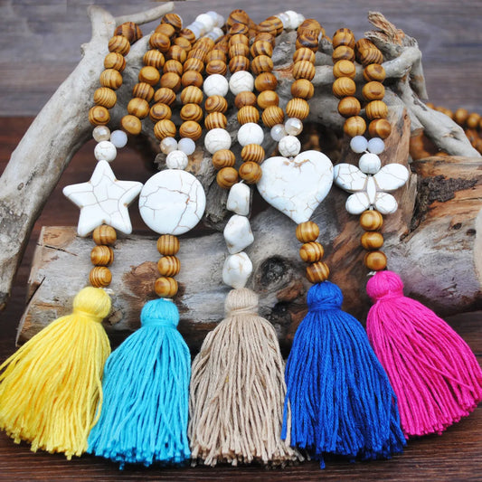 1 Piece Ethnic Style Geometric Wood Howlite Beaded Unisex Sweater Chain