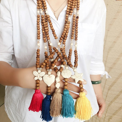 1 Piece Ethnic Style Geometric Wood Howlite Beaded Unisex Sweater Chain