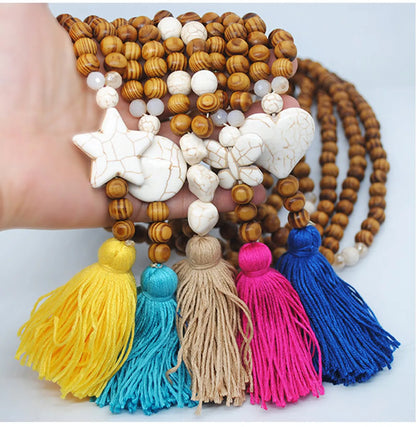 1 Piece Ethnic Style Geometric Wood Howlite Beaded Unisex Sweater Chain