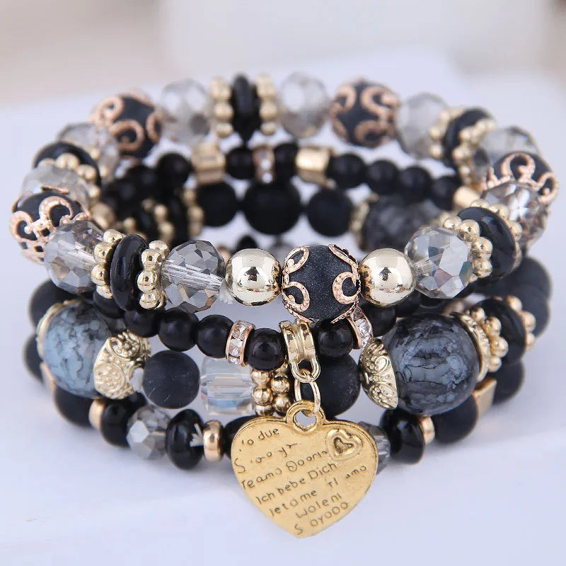 1 Piece Ethnic Style Heart Shape Alloy Resin Inlay Crystal Women'S Bracelets