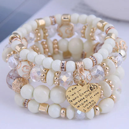 1 Piece Ethnic Style Heart Shape Alloy Resin Inlay Crystal Women'S Bracelets