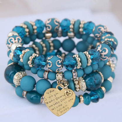 1 Piece Ethnic Style Heart Shape Alloy Resin Inlay Crystal Women'S Bracelets