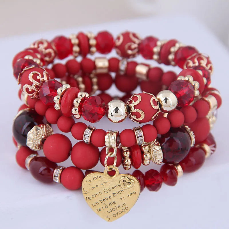 1 Piece Ethnic Style Heart Shape Alloy Resin Inlay Crystal Women'S Bracelets