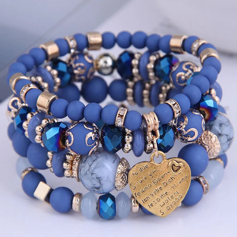 1 Piece Ethnic Style Heart Shape Alloy Resin Inlay Crystal Women'S Bracelets