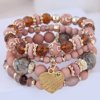 1 Piece Ethnic Style Heart Shape Alloy Resin Inlay Crystal Women'S Bracelets