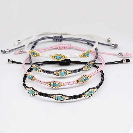 1 Piece Ethnic Style Multicolor Beaded Wax Line Knitting Women'S Bracelets