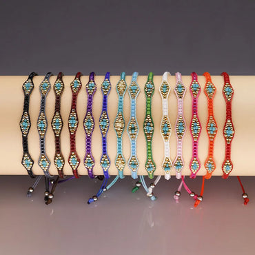 1 Piece Ethnic Style Multicolor Beaded Wax Line Knitting Women'S Bracelets