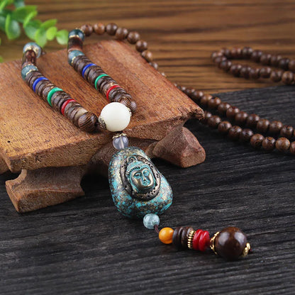 1 Piece Ethnic Style Round Wood Soft Clay Copper Beaded Unisex Necklace