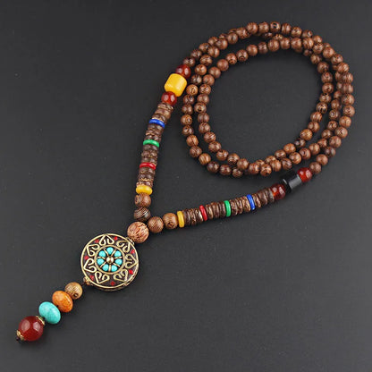 1 Piece Ethnic Style Round Wood Soft Clay Copper Beaded Unisex Necklace