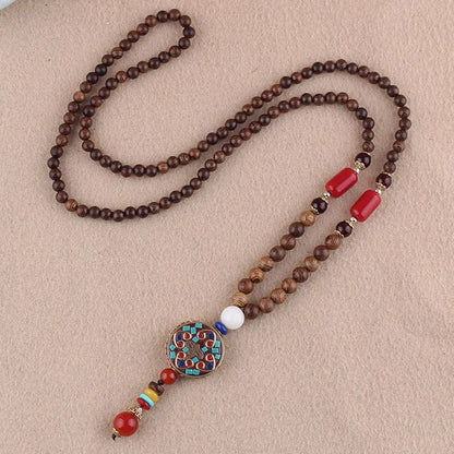 1 Piece Ethnic Style Round Wood Soft Clay Copper Beaded Unisex Necklace