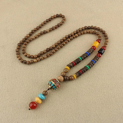 1 Piece Ethnic Style Round Wood Soft Clay Copper Beaded Unisex Necklace