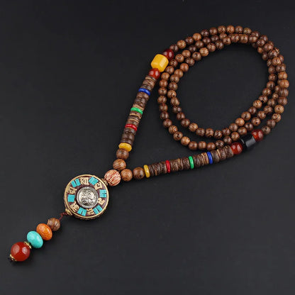 1 Piece Ethnic Style Round Wood Soft Clay Copper Beaded Unisex Necklace