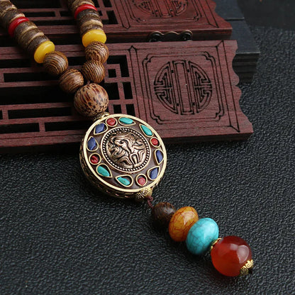 1 Piece Ethnic Style Round Wood Soft Clay Copper Beaded Unisex Necklace