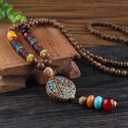 1 Piece Ethnic Style Round Wood Soft Clay Copper Beaded Unisex Necklace