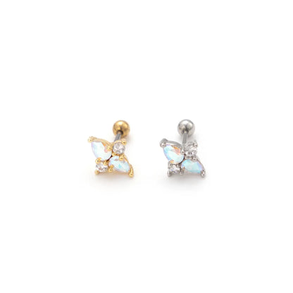 1 Piece Ethnic Style Star Heart Shape Plating Inlay Stainless Steel Copper Zircon Ear Studs