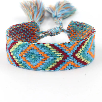 1 Piece Ethnic Style Stripe Plaid Polyester Embroidery Tassel Unisex Bracelets