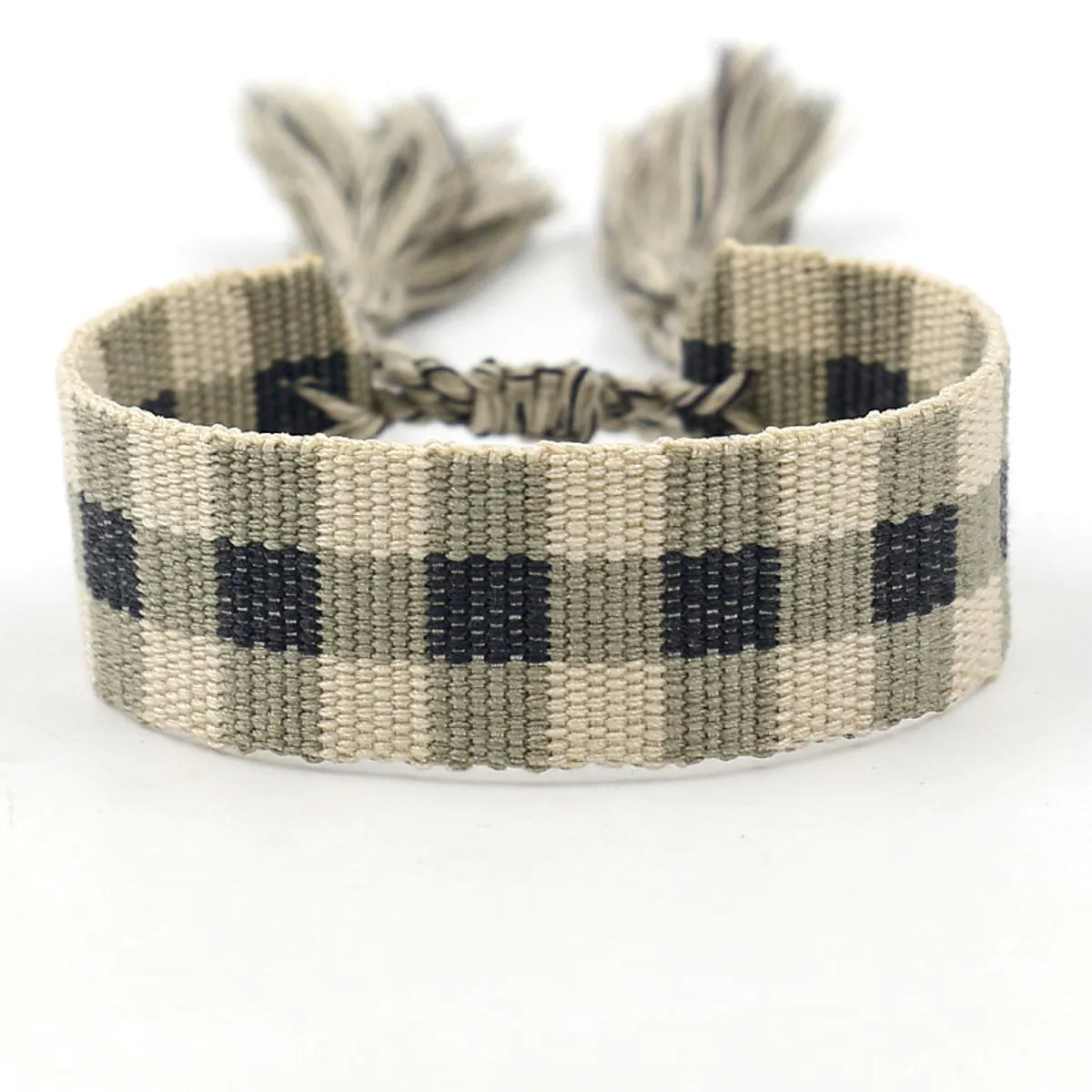 1 Piece Ethnic Style Stripe Plaid Polyester Embroidery Tassel Unisex Bracelets