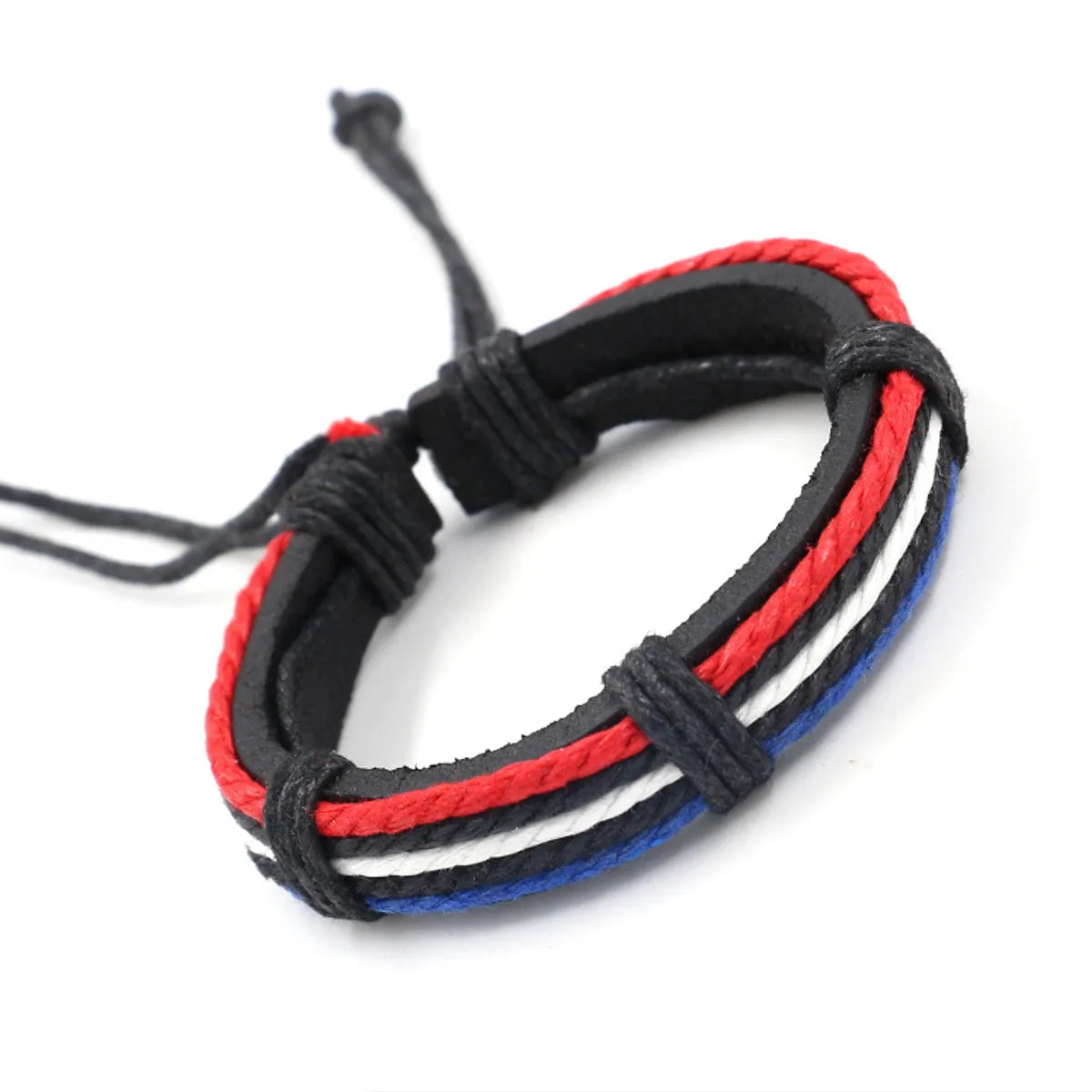 1 Piece Ethnic Style Stripe Pu Leather Knitting Unisex Bracelets